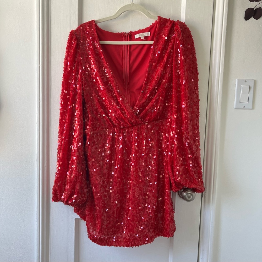 Wayf Red Sequin Mini Dress